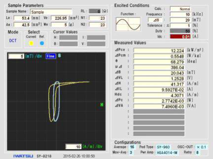 Fe-based amorphous core measurement with the IWATSU B-H Analyzer DC Bias option